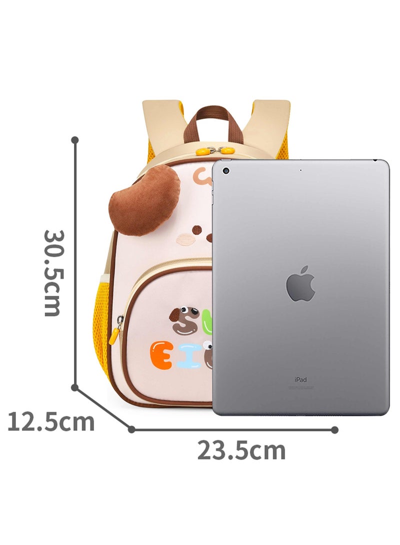 SUN EIGHT Children’s Backpack Water Resistant Light Weight Cute Puppy Cartoon Bag for Preschool Girls and Boys, SE22207, Khaki - Image 5